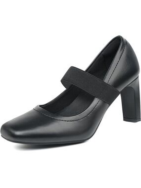 Benassal Classic Black Mary Jane Block Heel Pumps
